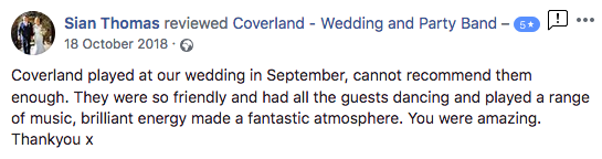 five star review for coverland party band