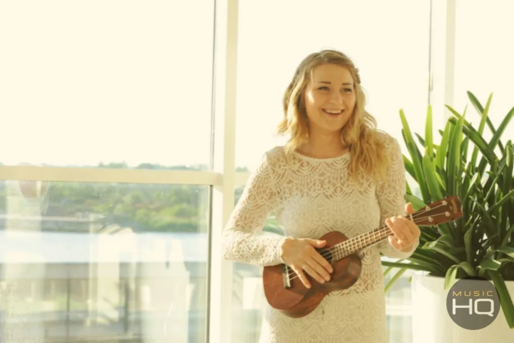 Bride singing South Wales wedding bands