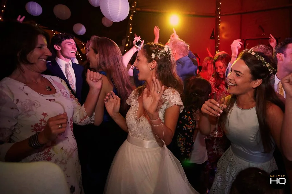 bride dancing at west wales wedding